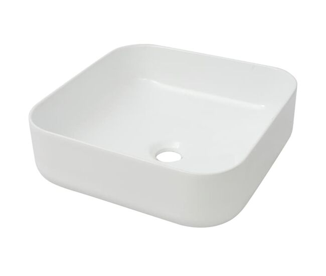 Lavatório - lavabo - pia de banheiro quadrado branco cerâmica 39x39x13,5 cm