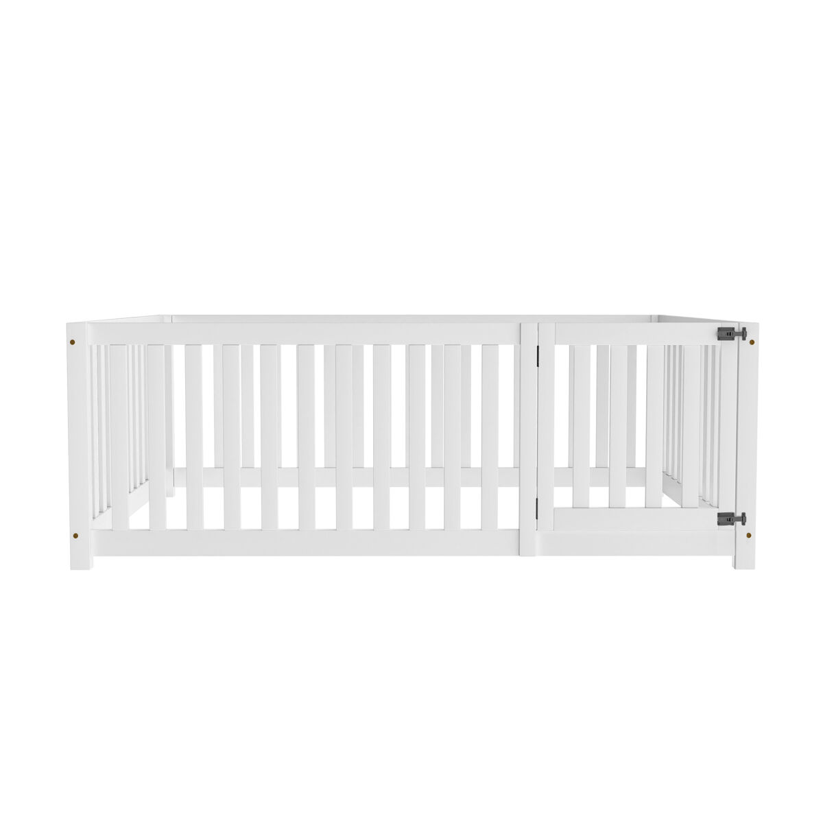 Cama de madeira maciça para crianças 140x200cm com barreira de segurança - branco