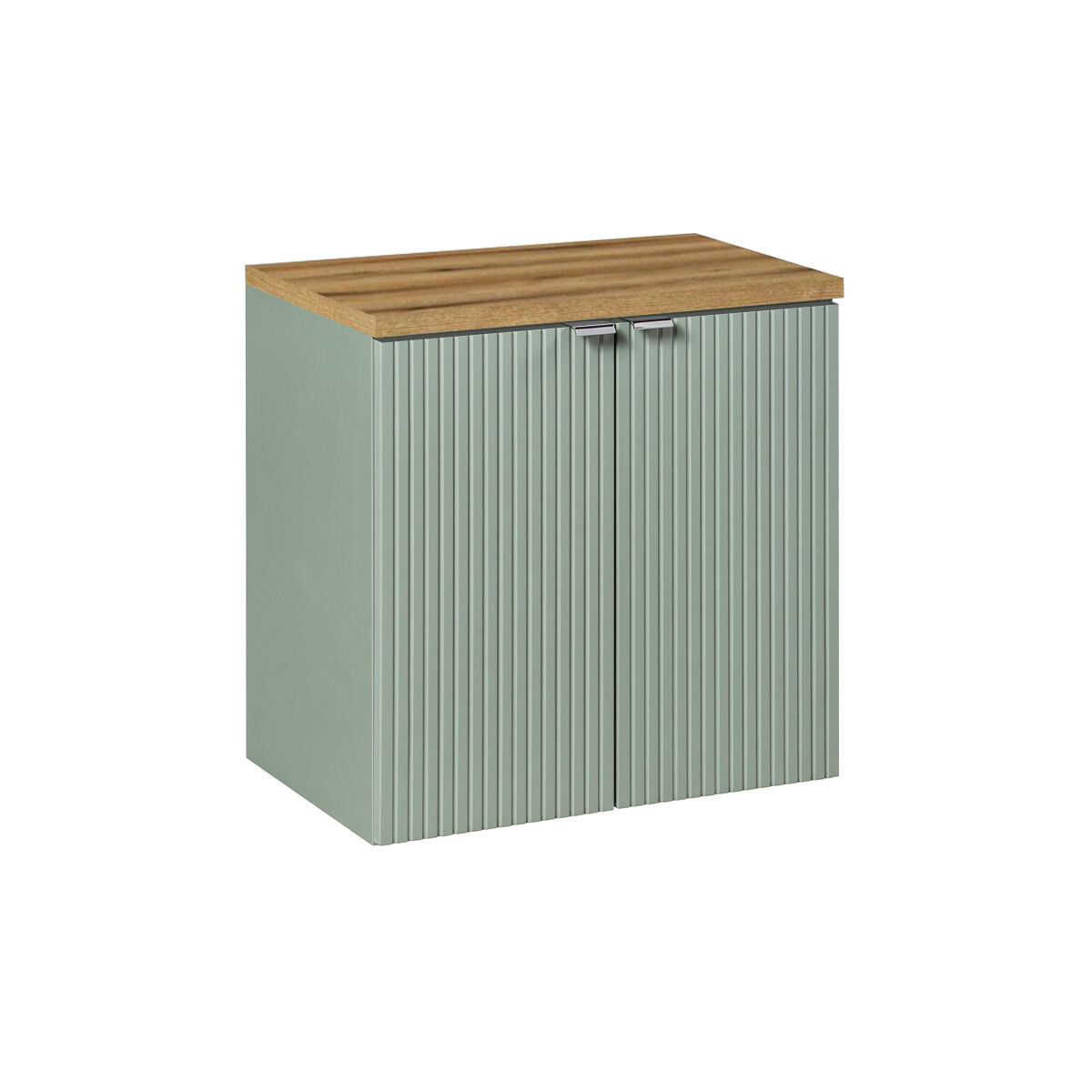 Móvel lavatório 60cm 2 portas tampo lavatório verde jade e madeira