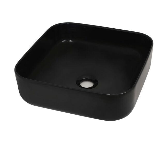 Lavatório - lavabo - pia de banheiro de cerâmica 38x38x13,5 cm quadrado preto