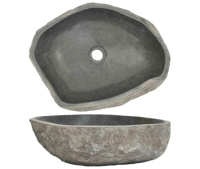 Lavatório - lavabo - pia de banheiro de pedra do rio oval (45-53)x(34-41) cm