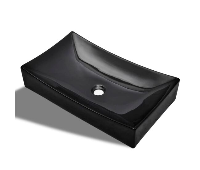 Lavatório - lavabo - pia de banheiro de cerâmica retangular preto