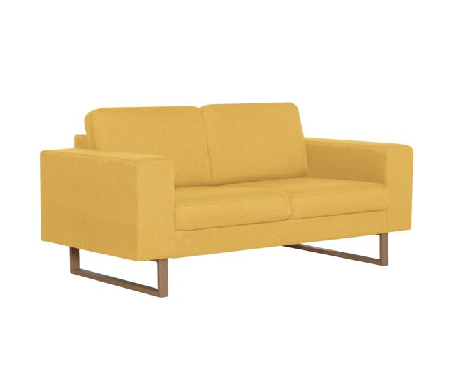 Sofá de 2 lugares - sofá fixo em tecido amarelo