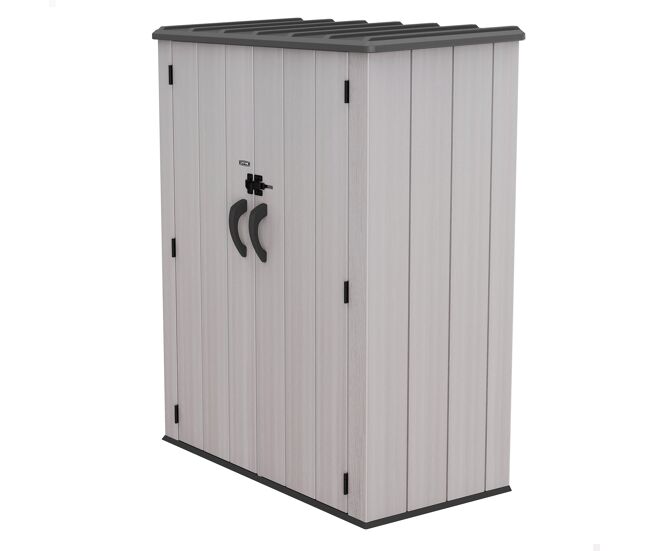 Lifetime armário vertical externo rough cut de 1.350 l com prateleiras e cabides