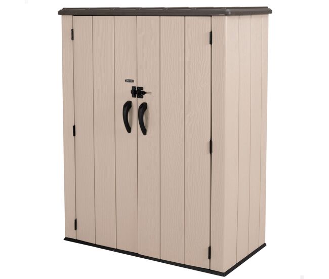 Lifetime armário vertical externo rough cut de 1.500 l com prateleiras
