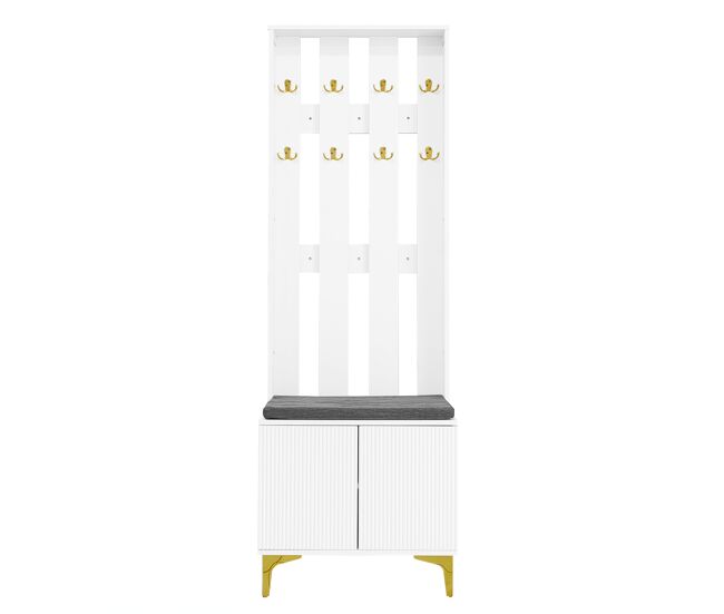 Roupeiro para sala de estar - com ganchos e sapateira - branco