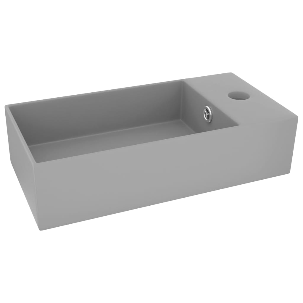 Lavatório - lavabo - pia de banheiro wc c/ extravasamento cerâmica cinza-claro