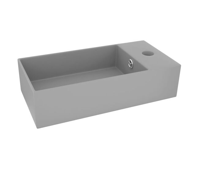 Lavatório - lavabo - pia de banheiro wc c/ extravasamento cerâmica cinza-claro