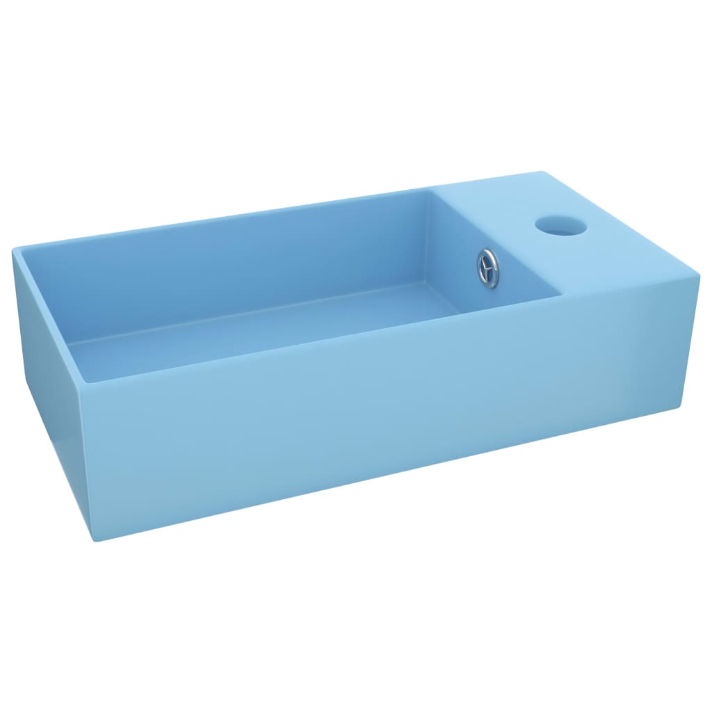 Lavatório - lavabo - pia de banheiro wc c/ extravasamento cerâmica azul-claro