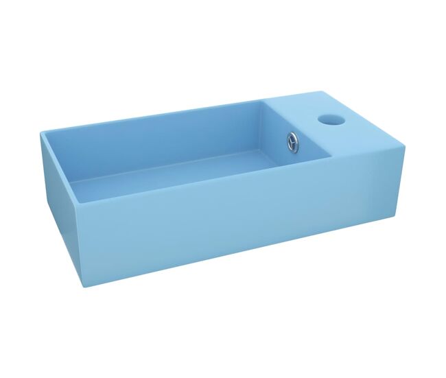 Lavatório - lavabo - pia de banheiro wc c/ extravasamento cerâmica azul-claro