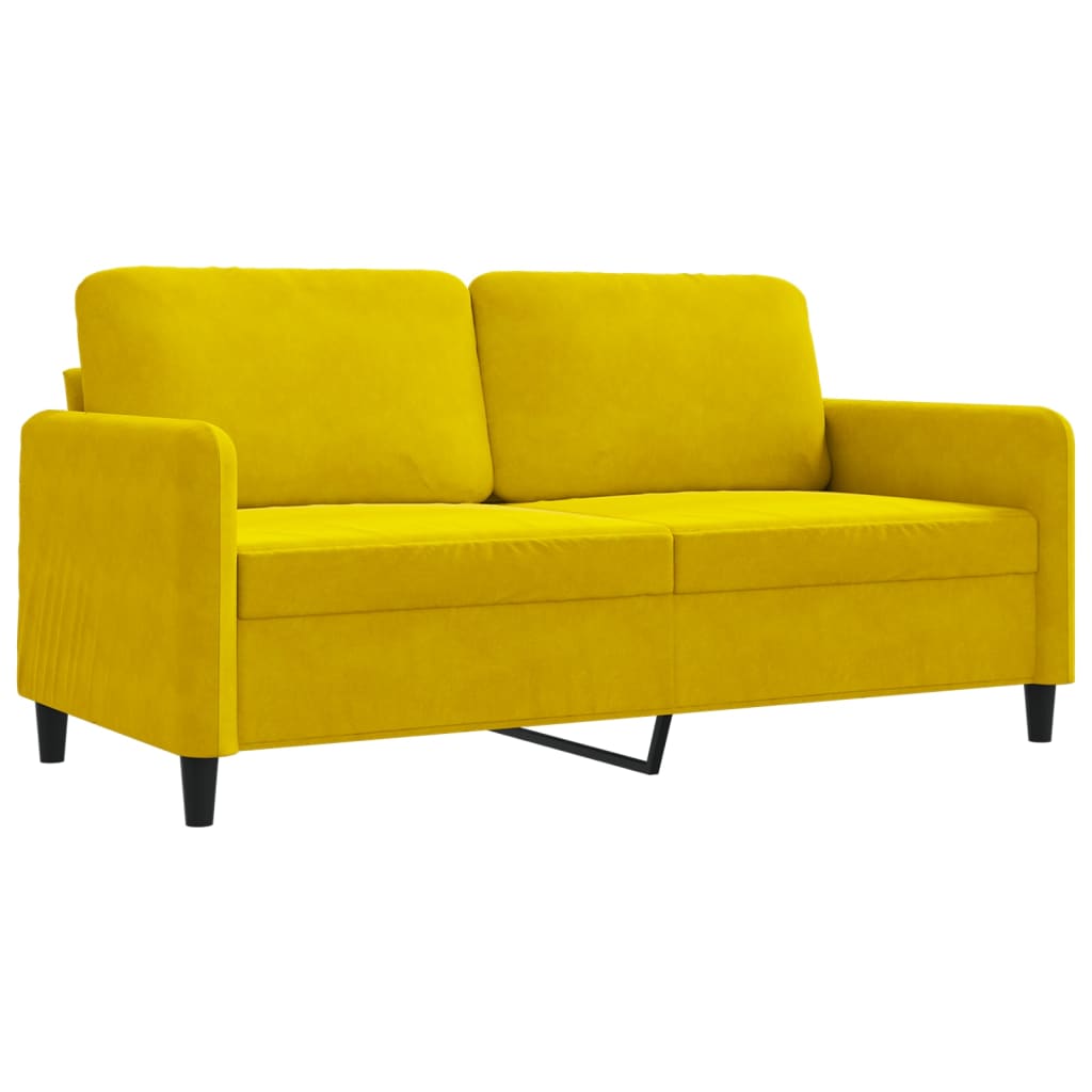 Sofá de 2 lugares - sofá fixo veludo 140 cm amarelo