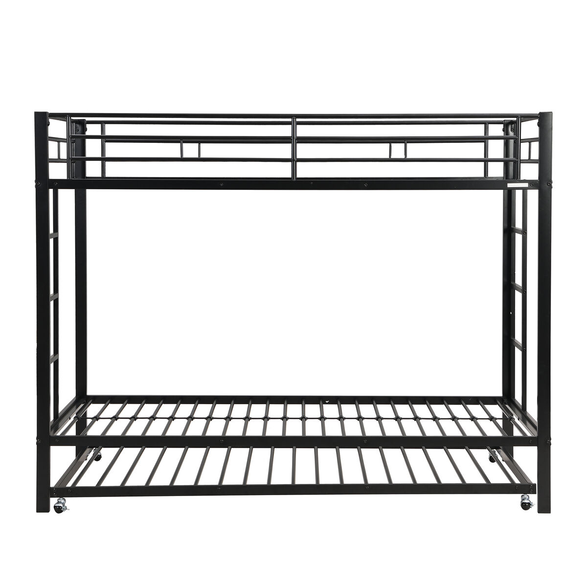 Beliche de metal 90x200 cm - com cama de rodízio 90x190 cm com rodas - preto