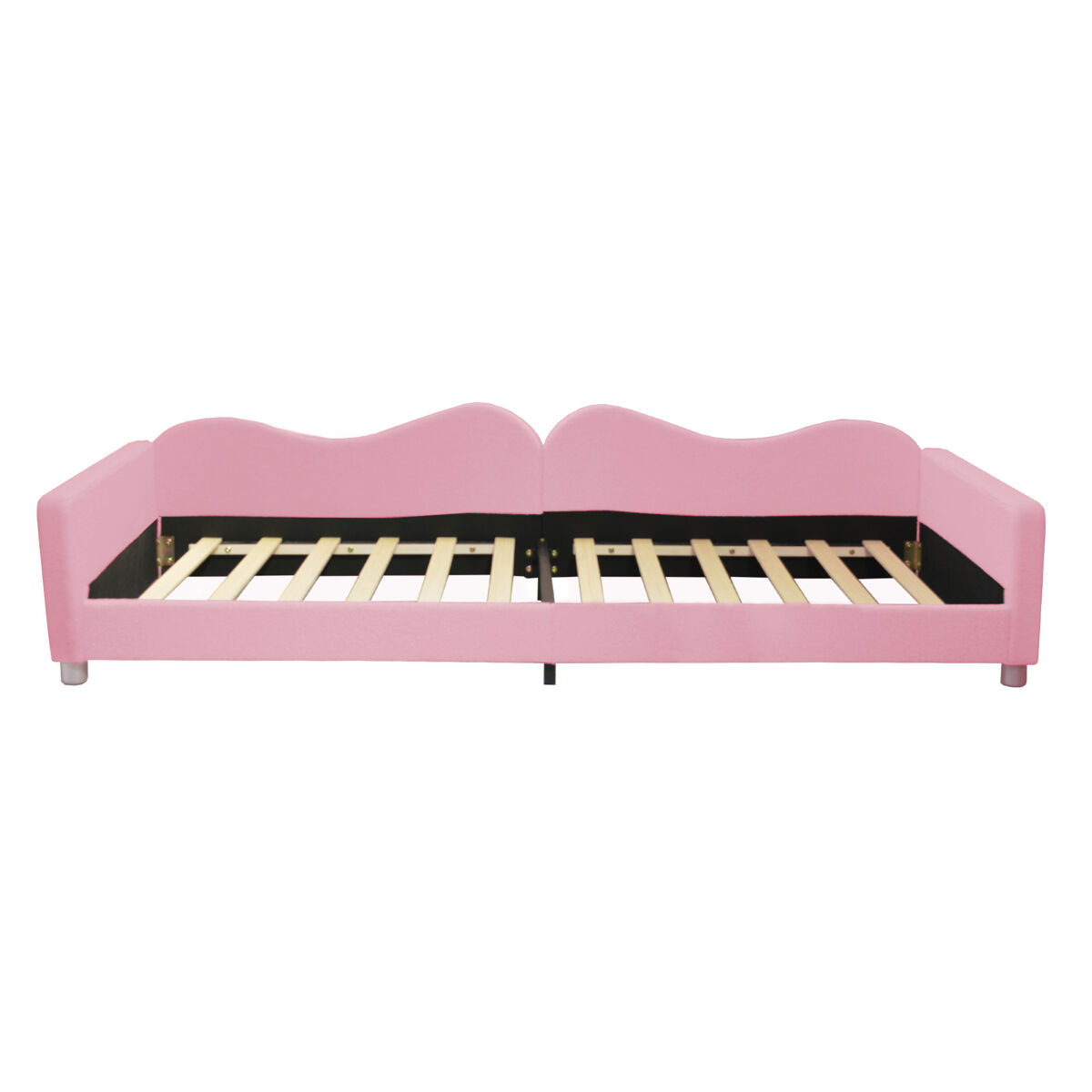 Sofá-cama 90x200 cm em tecido felpudo francês - com estrado de molas - rosa