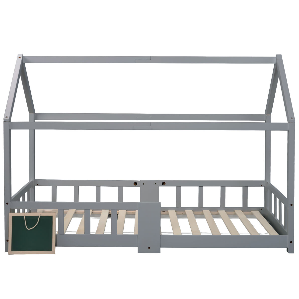 Cabine-cama 90x200 cm em madeira maciça - com ardósia - cinzento