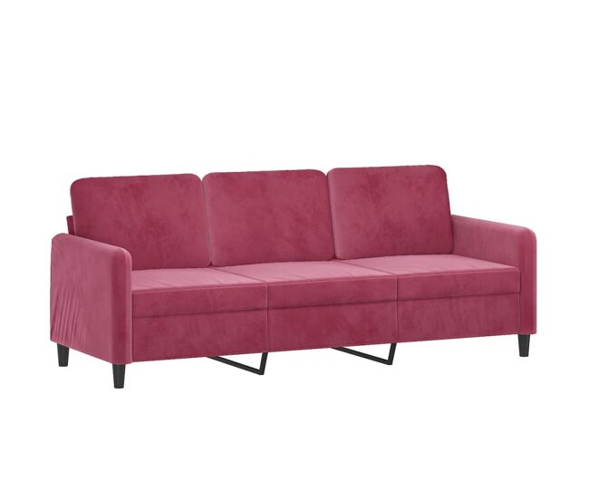 Sofá de 3 lugares - sofá fixo veludo 180 cm vermelho tinto