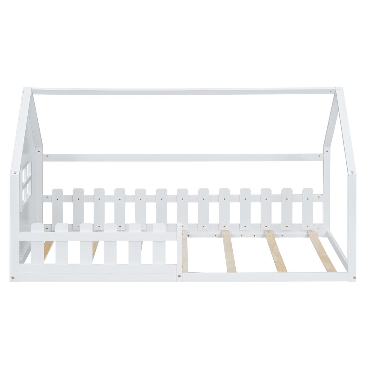 Cama-cama para crianças 90x200 cm - em forma de casinha - em madeira de pinho e mdf - branco