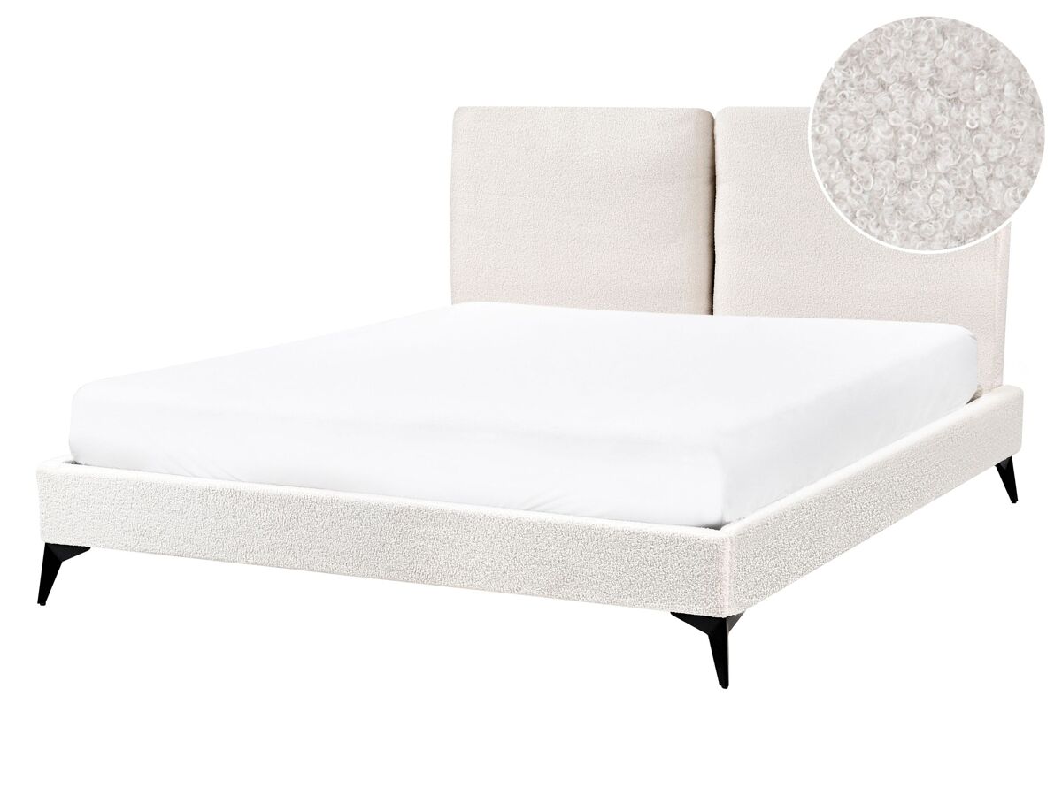 Beliani Cama Bouclé MELLE 155x240 Branco