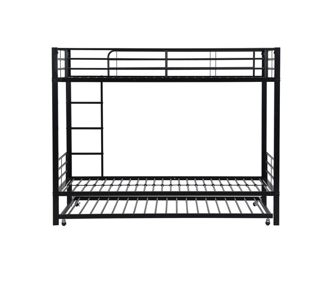 Beliche em ferro forjado 90x200 cm - com cama com gavetão 90x190 cm - preto