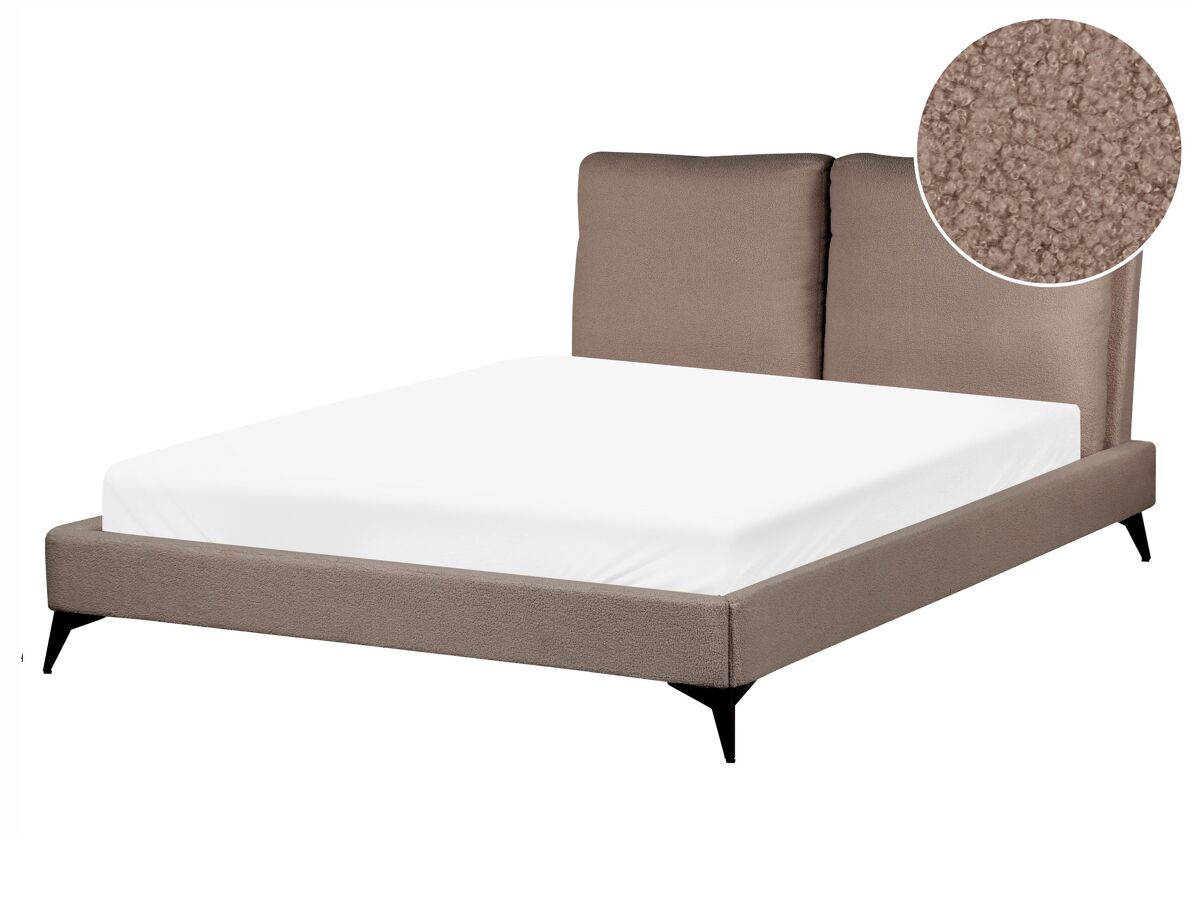 Beliani Cama Bouclé MELLE 155x240 Castanho