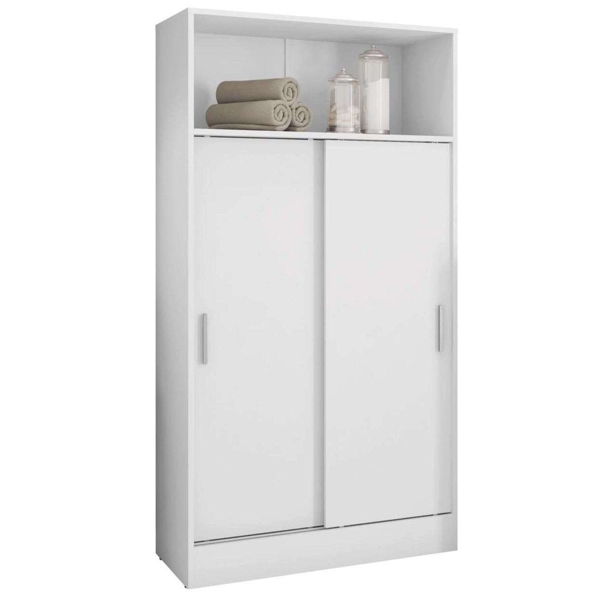 Móvel de banheiro multiuso com 2 portas de correr em melamina branca 81x157 cm