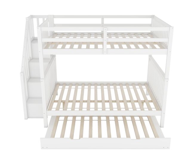 Beliche 140x200cm em madeira de pinho - com 2 gavetas e cama com gavetão - branco
