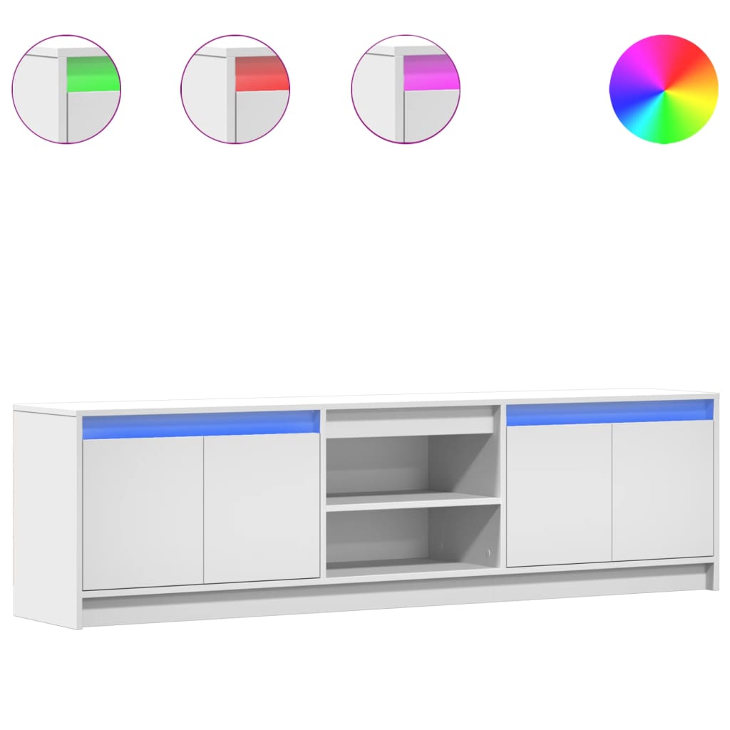 Móvel de tv - modulo de tv - armário de tv com luzes led derivados de madeira branco
