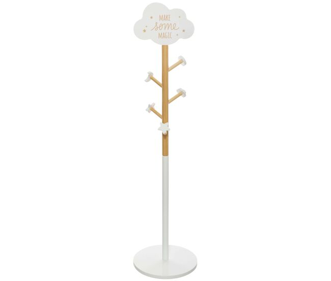 Cabideiro infantil nuvem 35 cm em melamina - design elegante nas cores blanc e carvalho para organizar com estilo