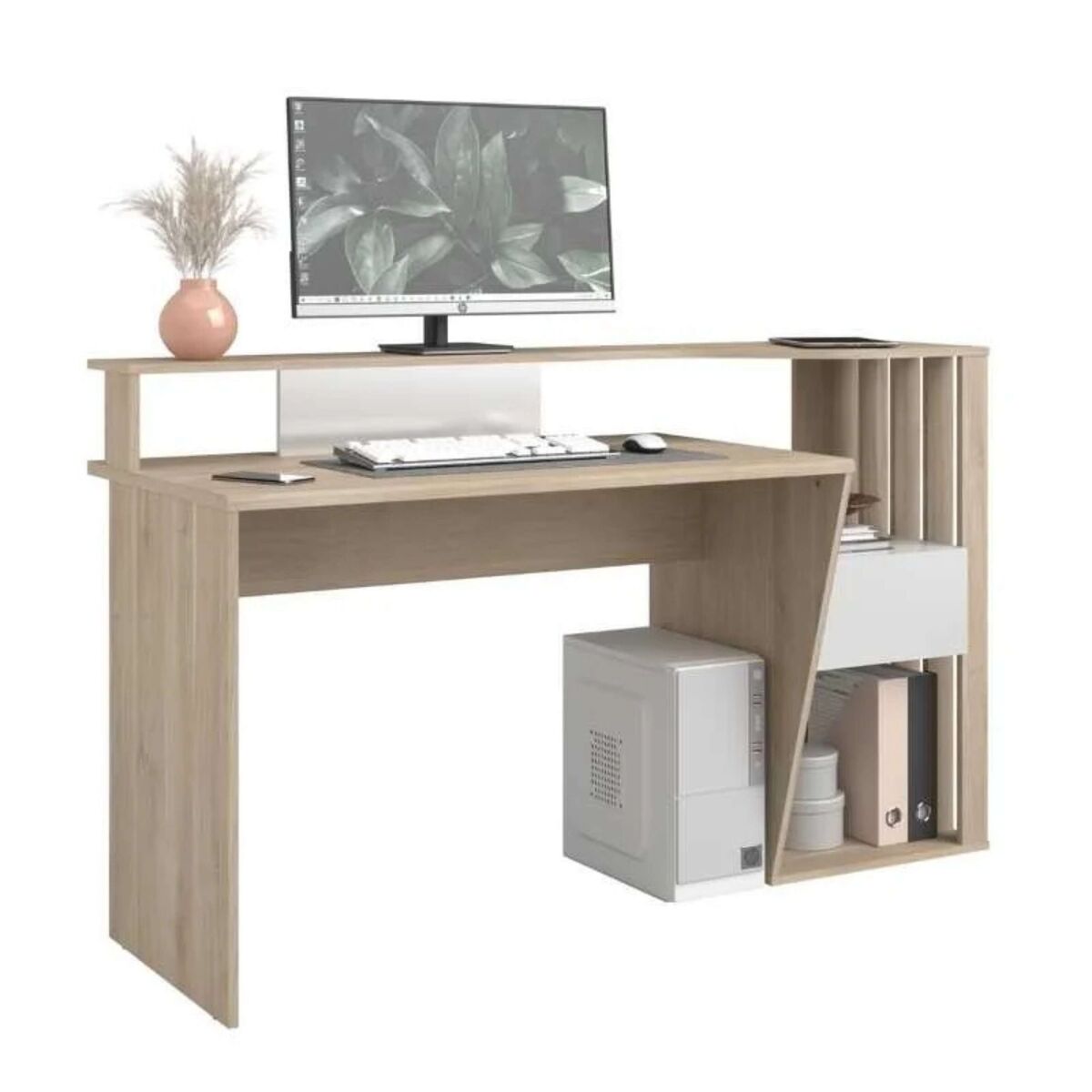 Secretária de design moderno em cor carvalho japonês 157x92x60 cm