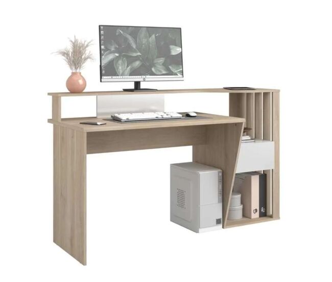 Secretária de design moderno em cor carvalho japonês 157x92x60 cm