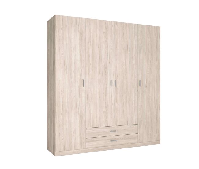 Guarda-roupa roma com 4 portas e 2 gavetas, guarda-roupa de quarto, cor sahara, móvel moderno, 200x215 cm