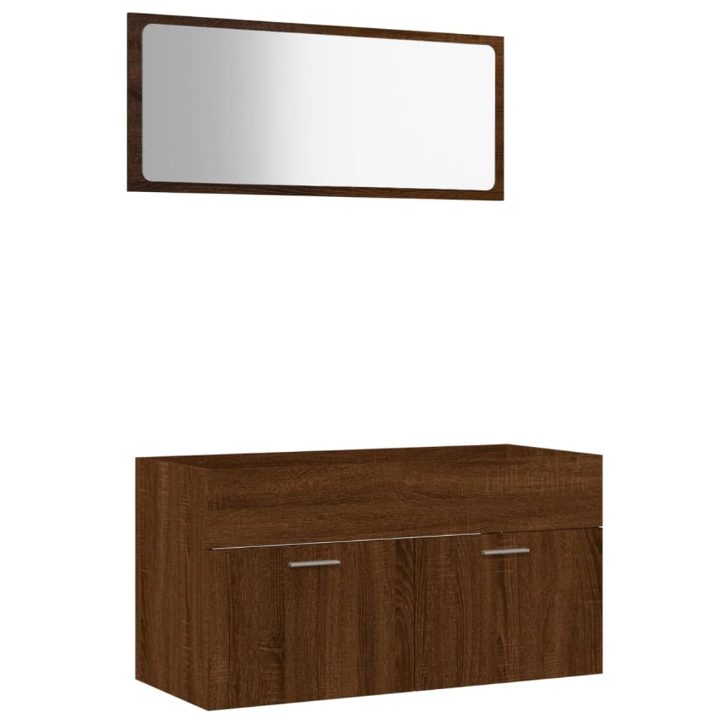 Vidaxl 2 pcs conj. móveis wc derivados madeira cor carvalho castanho