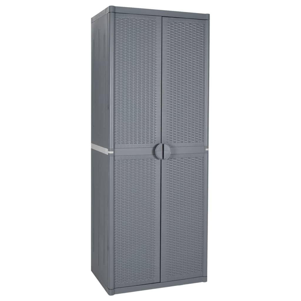 Vidaxl armário de arrumação para jardim 65x45x172 cm vime pp cinzento