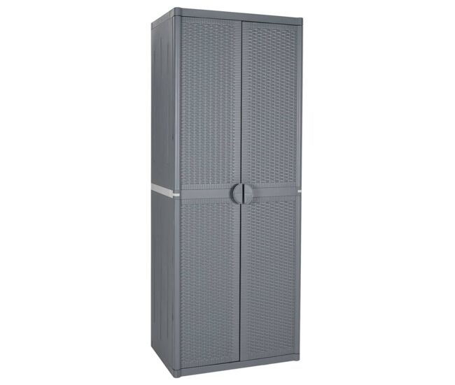 Vidaxl armário de arrumação para jardim 65x45x172 cm vime pp cinzento