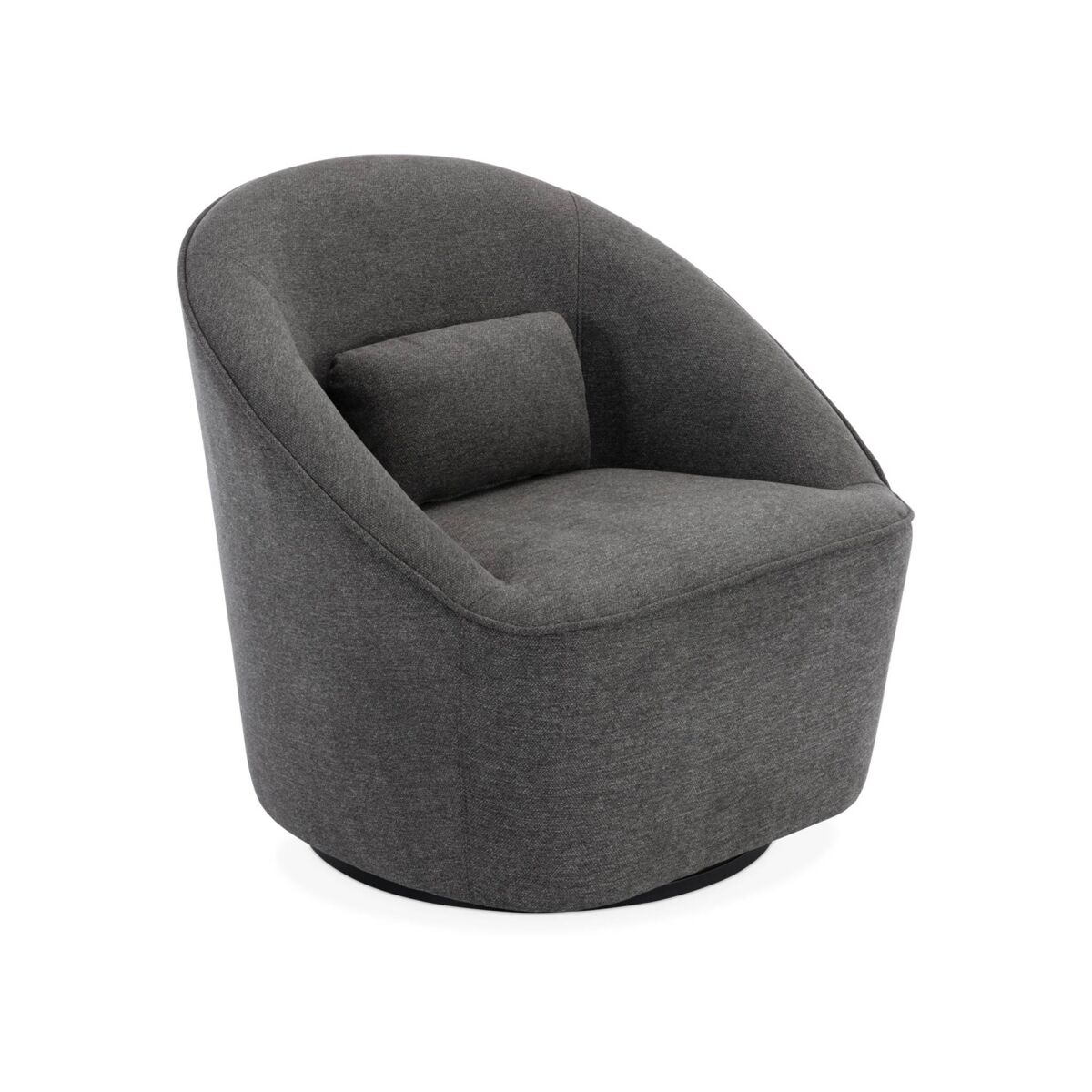Poltrona giratória 360º com almofada, tecido, lana, gris escuro, 80x73x77 cm