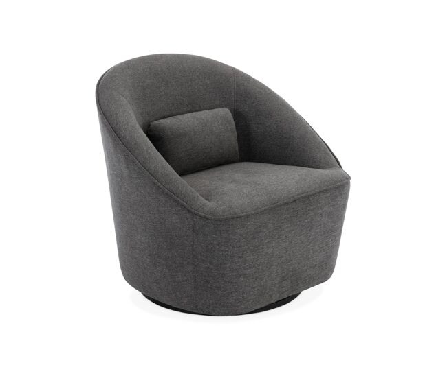 Poltrona giratória 360º com almofada, tecido, lana, gris escuro, 80x73x77 cm
