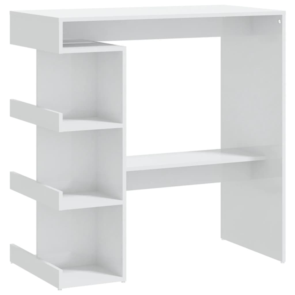 Vidaxl mesa de bar c/ prateleiras 100x50x101,5 cm branco brilhante