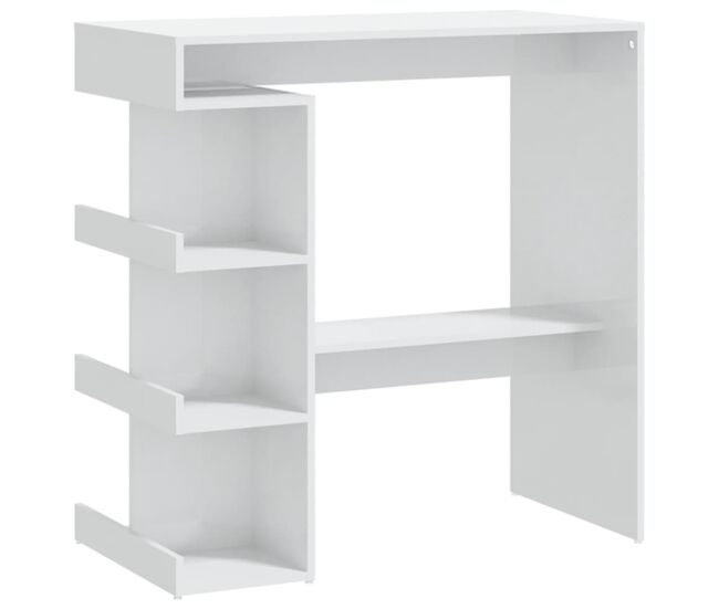 Vidaxl mesa de bar c/ prateleiras 100x50x101,5 cm branco brilhante