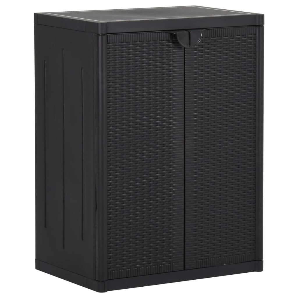 Vidaxl móvel de arrumação para jardim 65x45x88 cm vime pp preto