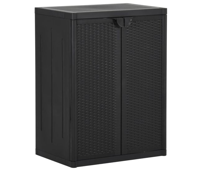 Vidaxl móvel de arrumação para jardim 65x45x88 cm vime pp preto