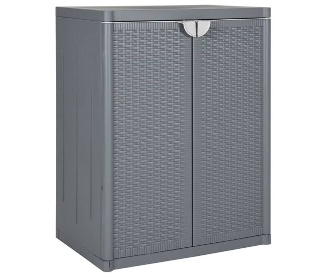 Vidaxl móvel de arrumação para jardim 65x45x88 cm vime pp cinzento