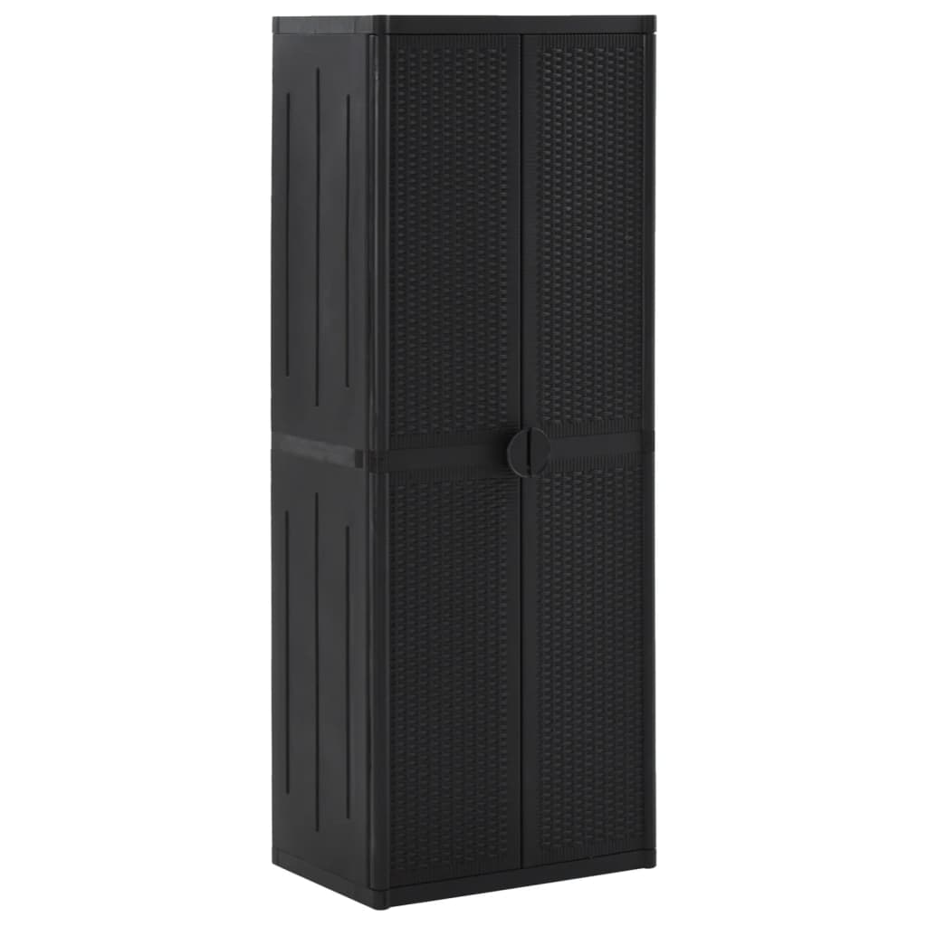 Vidaxl armário de arrumação para jardim 65x45x172 cm vime pp preto