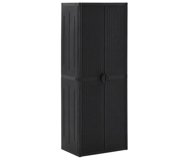 Vidaxl armário de arrumação para jardim 65x45x172 cm vime pp preto