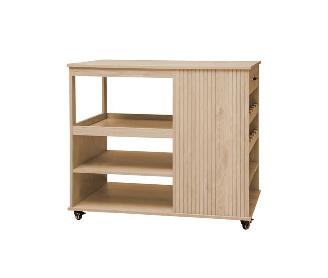 Carrinho de cozinha com suporte para garrafas, 100cm, batz, natural, 100x60x89 cm