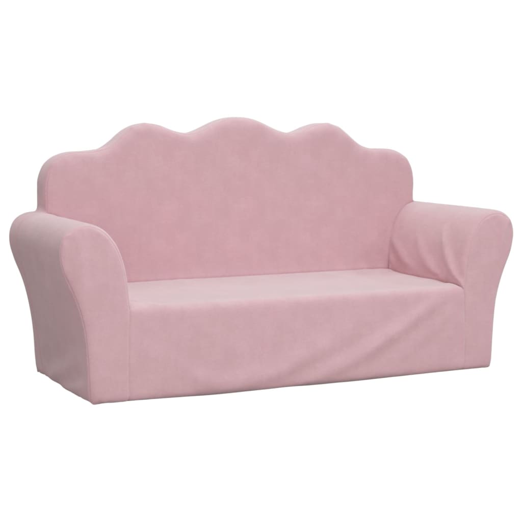 Sofá infantil - sofá para crianças de 2 lugares pelúcia macia rosa