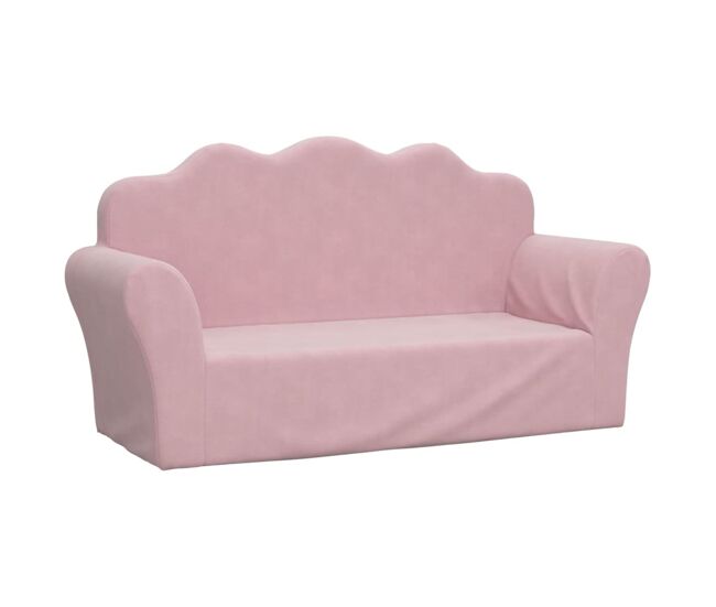 Sofá infantil - sofá para crianças de 2 lugares pelúcia macia rosa