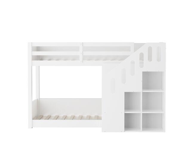 Beliche para crianças - 2x90x200 cm - com cacifo e gradeamento - branco (sem colchão)
