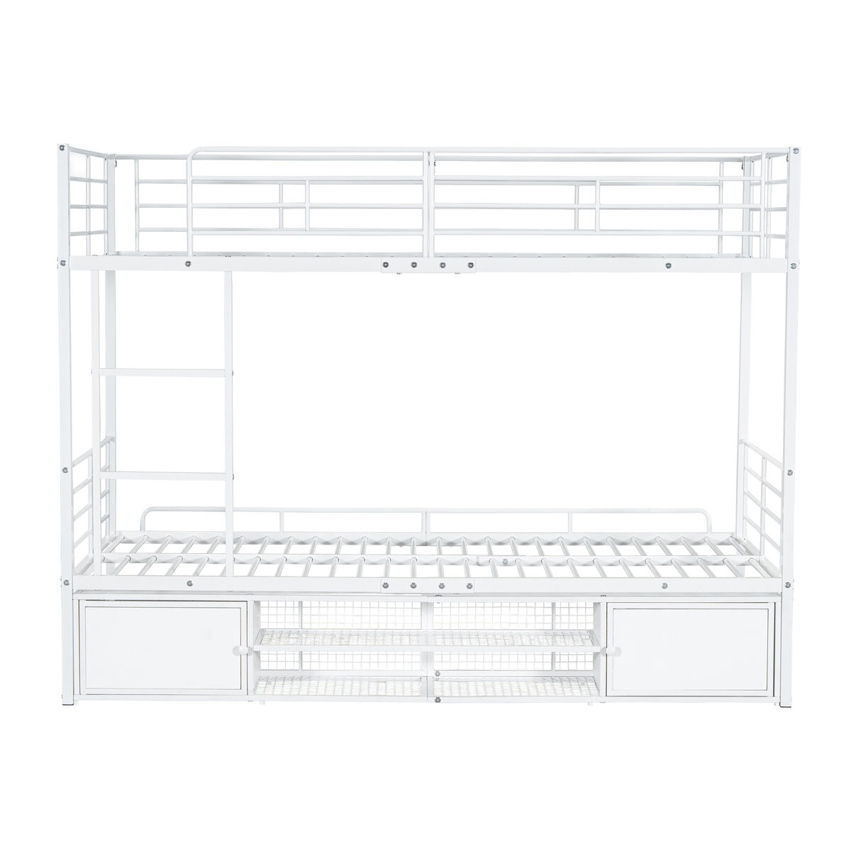 Beliche de ferro 90x200 cm - com sapateira e escada - branco