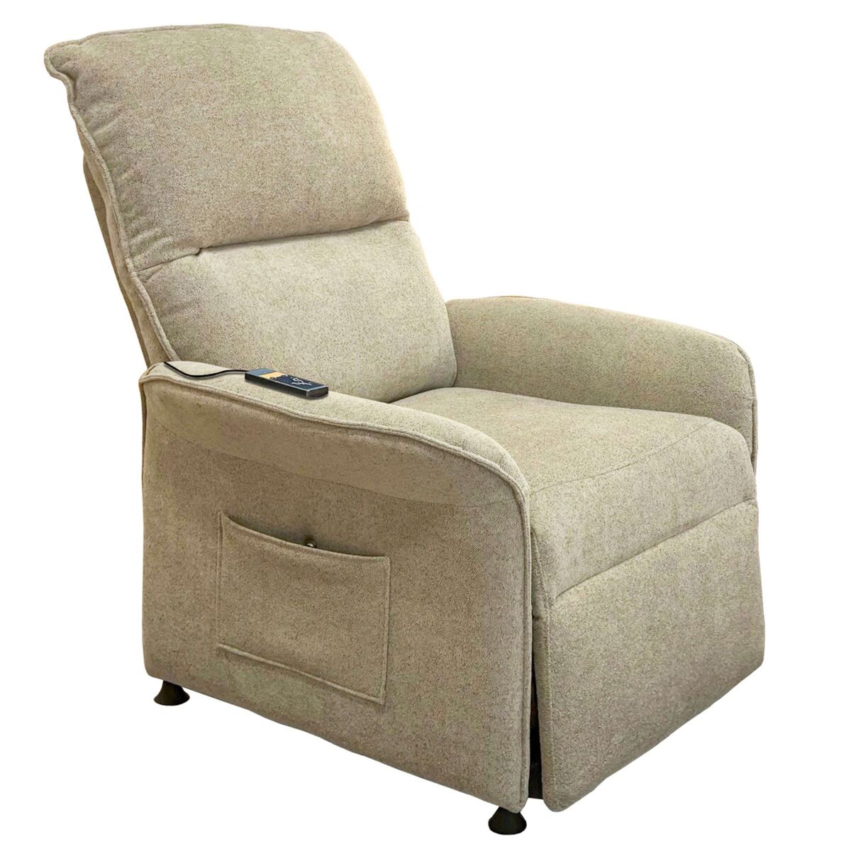 Poltrona reclinável tailandesa estilo contemporâneo em bege com 2 motores e controle remoto 82x102x84 cm