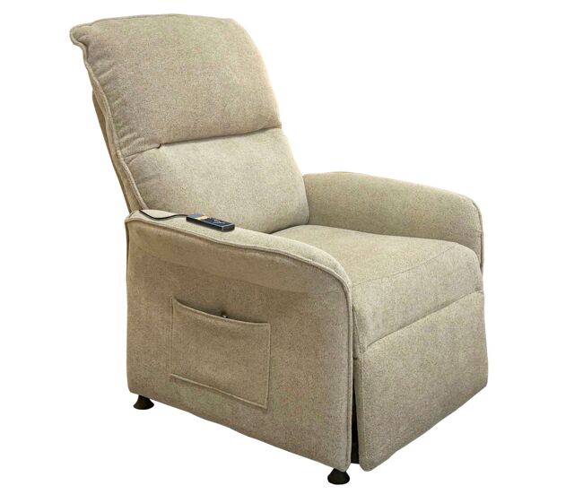 Poltrona reclinável tailandesa estilo contemporâneo em bege com 2 motores e controle remoto 82x102x84 cm