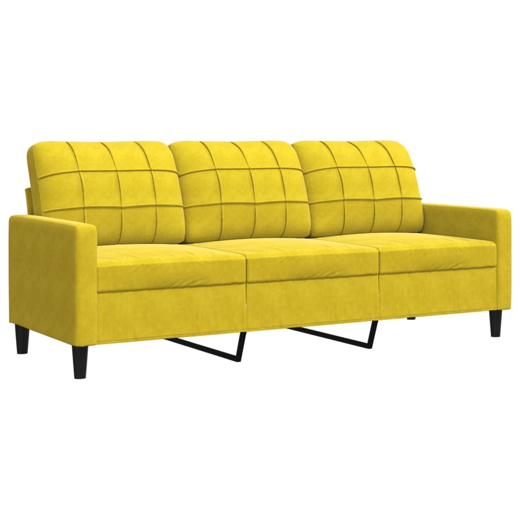 Sofá de 3 lugares - sofá fixo 180 cm veludo amarelo